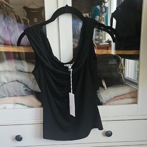 Reformation Black Ruched Tank Top